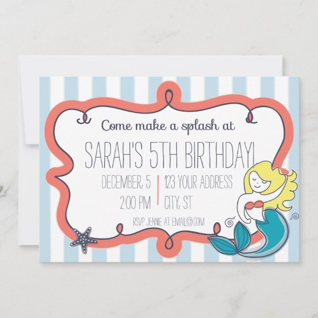 Under the Sea Mermaid Invitation (Front)