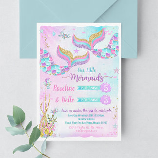 Under the Sea Mermaid Joint Birthday Invitation