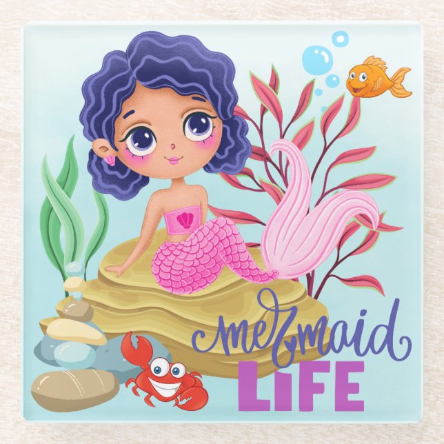 Under the Sea Mermaid Life Glass Coaster (Front)