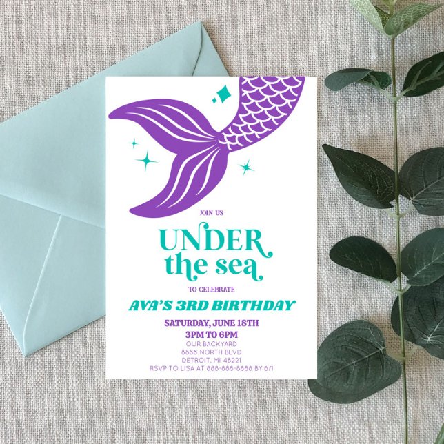 Under The Sea Mermaid Ocean Birthday Party Invitation (Creator Uploaded)