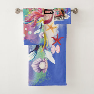 Under The Sea Mermaid Ocean Purple Turquoise Bath Towel Set