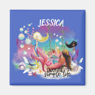 Under The Sea Mermaid Ocean Purple Turquoise Magnet