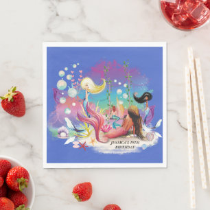 Under The Sea Mermaid Ocean Purple Turquoise Napkin