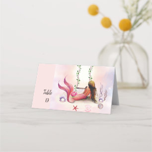 Under The Sea Mermaid Ocean Purple Turquoise Place Card