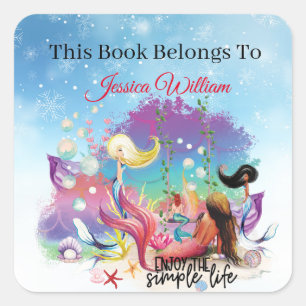 Under The Sea Mermaid Ocean Purple Turquoise  Square Sticker