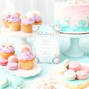 Under the Sea Mermaid Party Pastel Girl Birthday Invitation