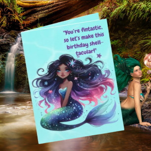 Under The Sea  Mermaid Photo Birthday Greeting  Card