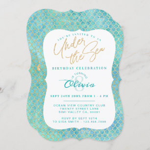 Under The Sea Mermaid Photo Birthday Invitation
