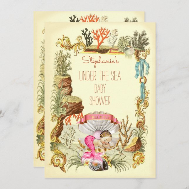 Under The Sea Mermaid Princess Baby Shower Invitation (Front/Back)