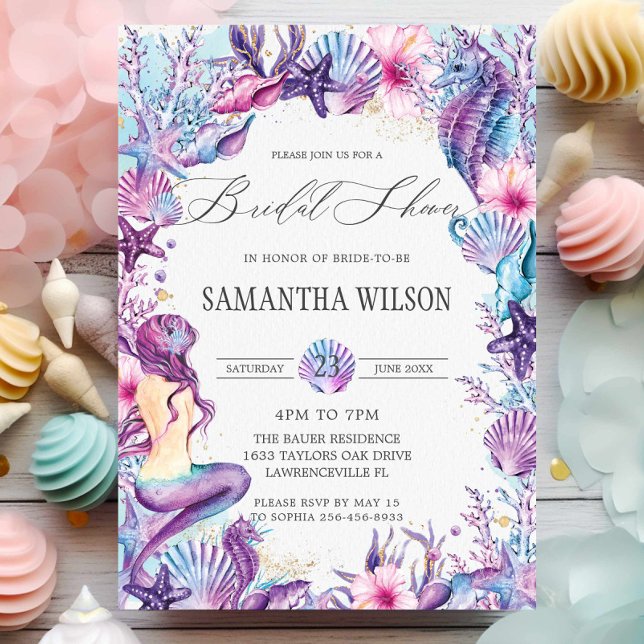 Under the Sea Mermaid Reef Shells Bridal Shower  Invitation (Creator Uploaded)