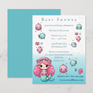 Under the Sea Mermaid & Sea Creatures Baby Shower Invitation