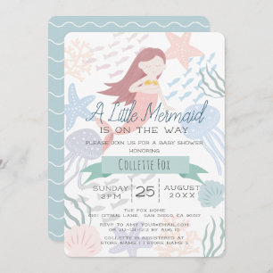 Under the Sea Mermaid Sea Green Baby Shower Invitation