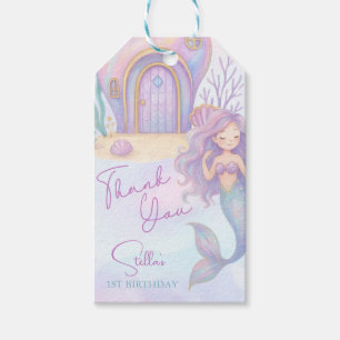 Under the Sea Mermaid Sea Purple Girl 1st Birthday Gift Tags