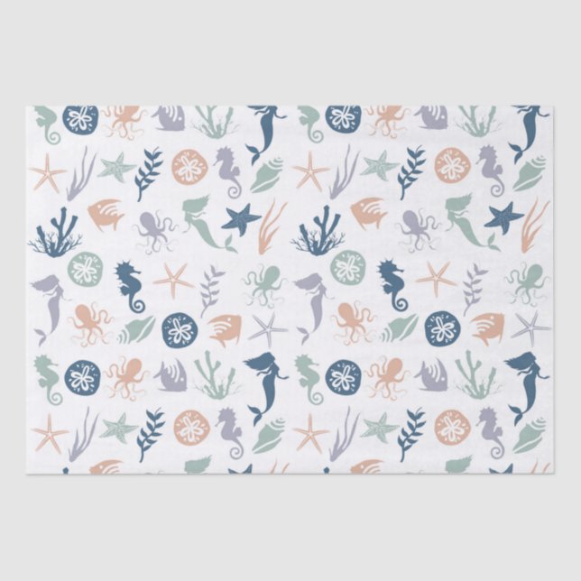 Under the Sea Mermaid Seahorse Starfish  Tissue Paper (Front)