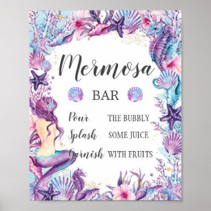Under the Sea Mermaid Shower Birthday Mermosa Bar  Poster