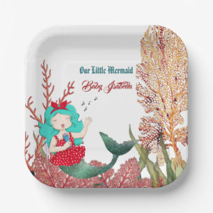  Under The Sea Mermaid Singing Coral Reef Birthday Paper Plate