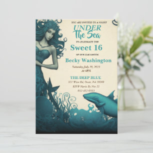 Under The Sea Mermaid Sweet 16 Invitation