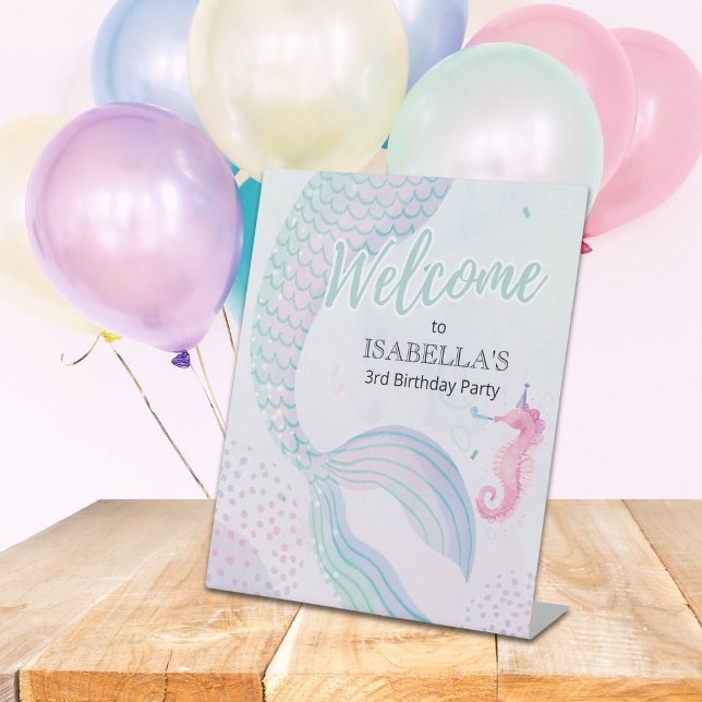 Under the Sea Mermaid Tail Birthday Welcome Pedestal Sign (Creator Uploaded)