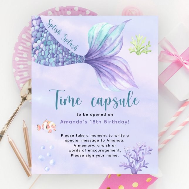Under the sea Mermaid Time Capsule 1st birthday Poster (Creator Uploaded)
