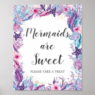 Under the Sea Mermaids are Sweet Take a Treat  Poster