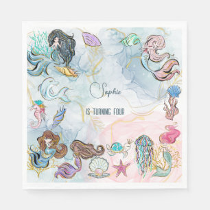 Under the sea Mermaids kids birthday Napkin
