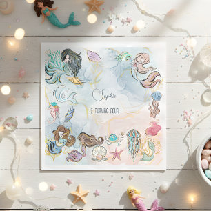 Under the sea Mermaids kids birthday Napkin