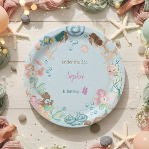 Under the sea Mermaids kids birthday Paper Plate