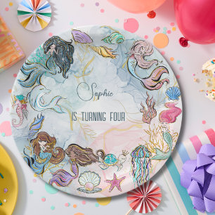 Under the sea Mermaids kids birthday Paper Plate