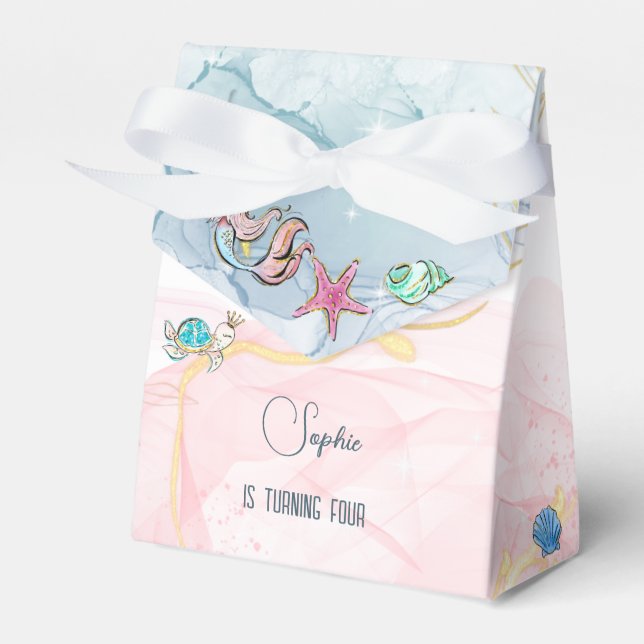 Under the sea Mermaids ocean birthday Favour Box (Front Side)