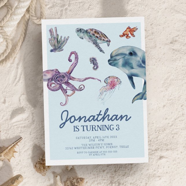 Under the Sea Modern Kids Birthday Party Invitation (Creator Uploaded)