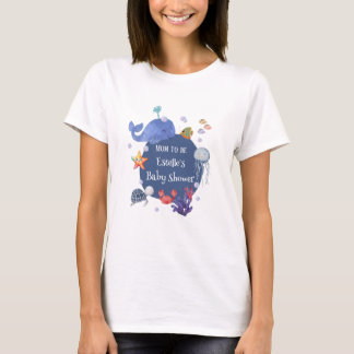 Under the Sea mum to be blue boy sea creatures T-Shirt