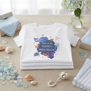 Under the Sea mum to be blue boy sea creatures T-Shirt