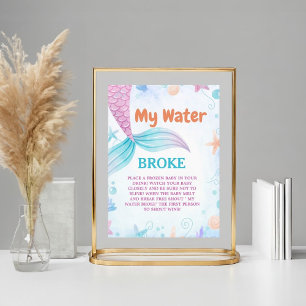 Under the sea My Water broke Baby Shower Game sign