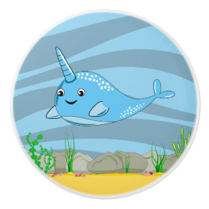 Under the Sea Narwhal Ceramic Knob