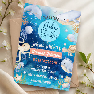 Under the Sea Nautical Baby Boy Girl Baby Shower Invitation