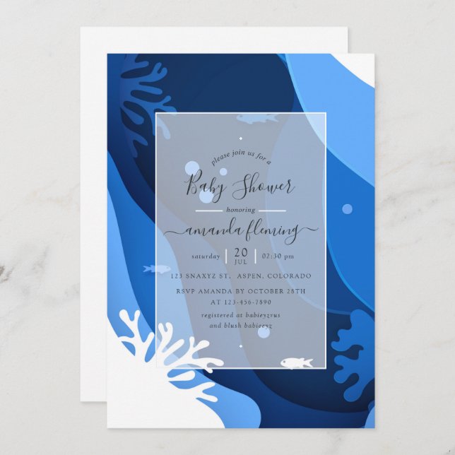 Under the Sea Nautical Baby Shower Invitation (Front/Back)