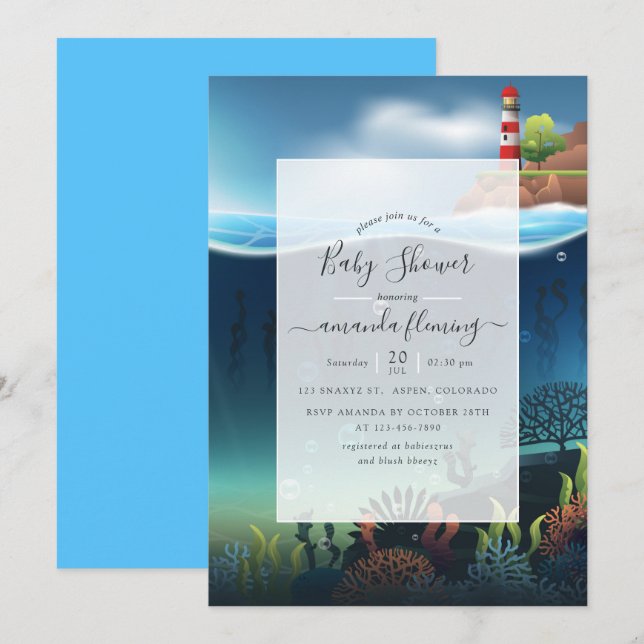 Under the Sea Nautical Baby Shower Invitation (Front/Back)