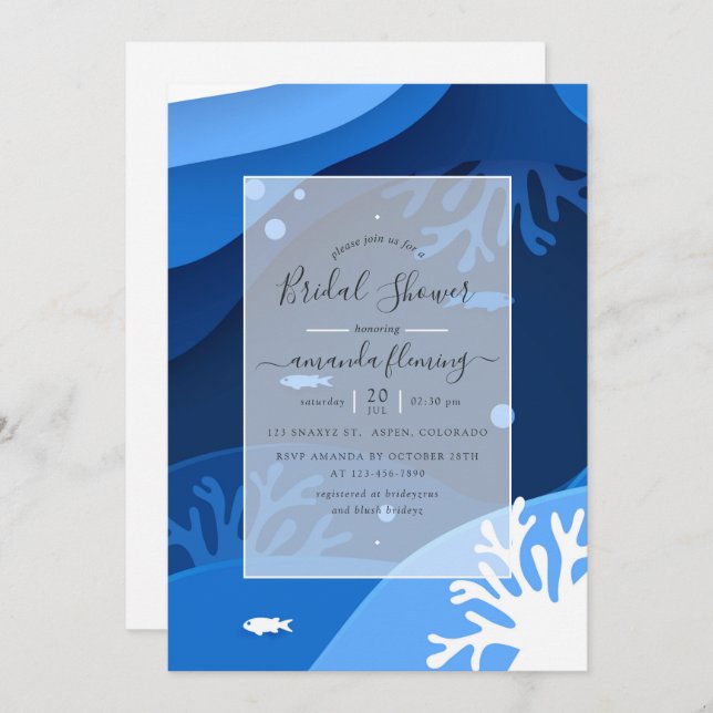 Under the Sea Nautical Bridal Shower Invitation (Front/Back)