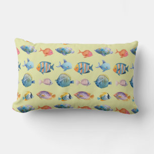 Under The Sea Nautical Fish Pattern Lumbar Cushion