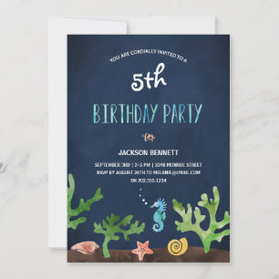 Under the Sea   Nautical Kids Birthday Party Invitation