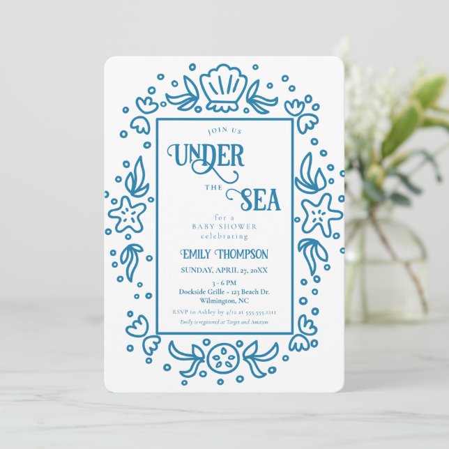 Under the Sea Nautical Ocean Boy Baby Shower Invitation (Standing Front)