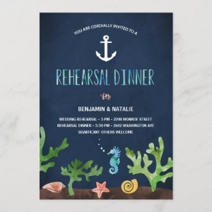 Under the Sea   Nautical Rehearsal Dinner Invitation