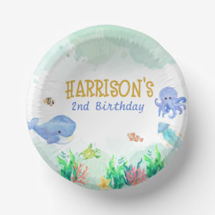 Under the Sea Nautical Whale Turtle Birthday Paper Plate