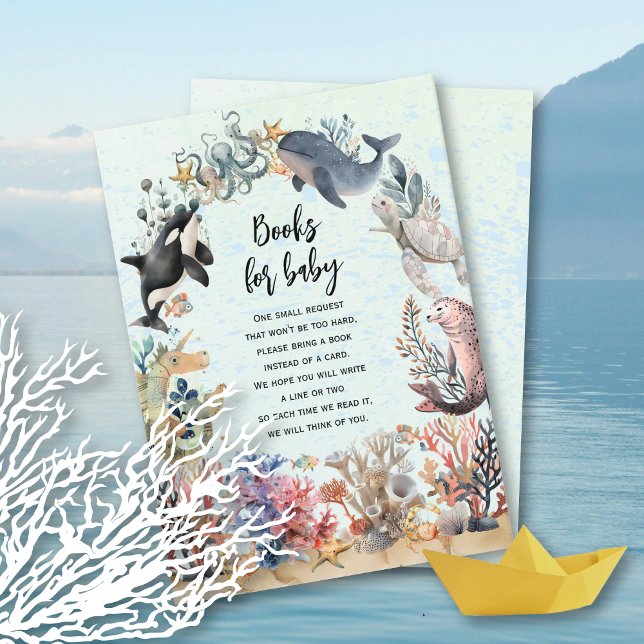 Under the sea neutral Books for baby baby shower Enclosure Card (Creator Uploaded)