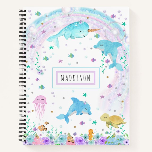 Under the Sea Notebook - Dolphin, Narwhal (Front)