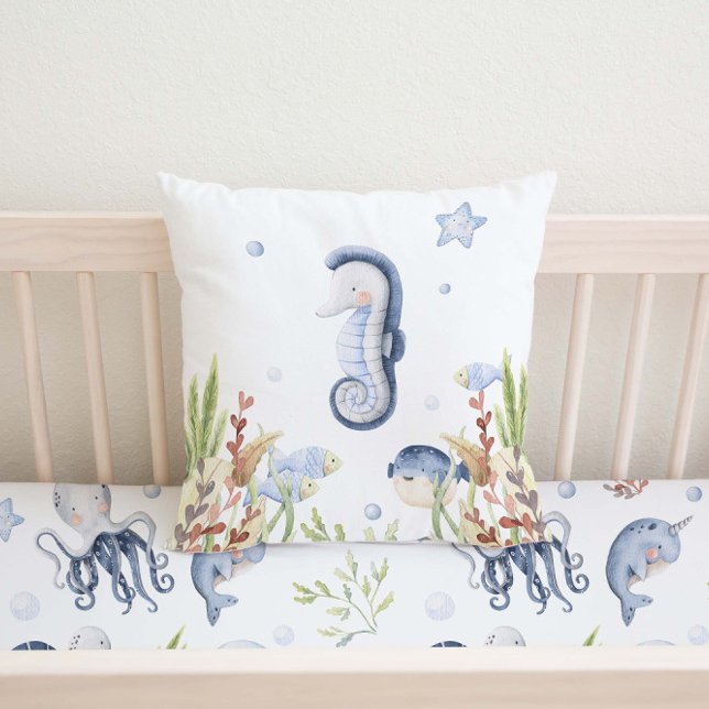 Under the sea Nursery Decor, Sea Horse Cushion (Creator Uploaded)