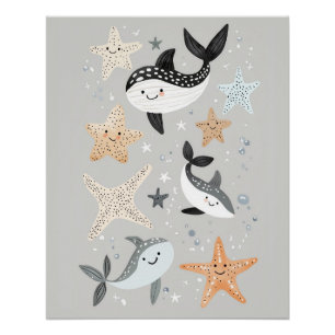 Under the Sea Nursery Print, Kids Beach Wall Art