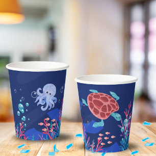 Under The Sea Ocean 1st Baby Boy Birthday Paper Cups