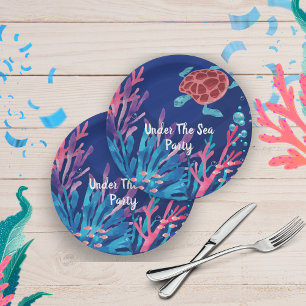 Under The Sea Ocean 1st Baby Boy Birthday  Paper Plate