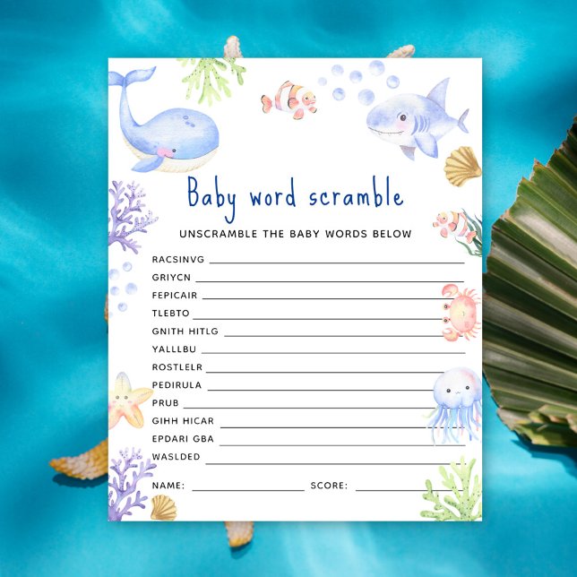 Under the sea Ocean animal Baby Word Scramble (Creator Uploaded)